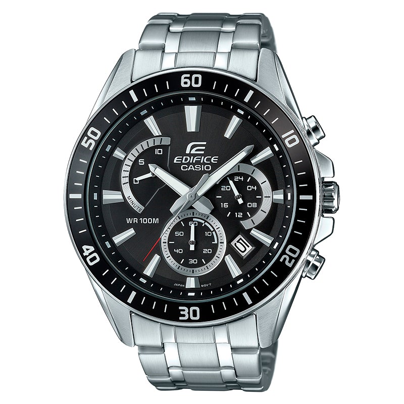 Reloj de pulsera con correa de Acero inoxidable Plateado con esfera de color Negro con estilo Deportivo resistencia al agua de 100metros
