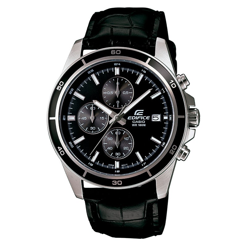 Reloj de pulsera con correa de Cuero Negro con esfera de color Negro con estilo Casual resistencia al agua de 100metros