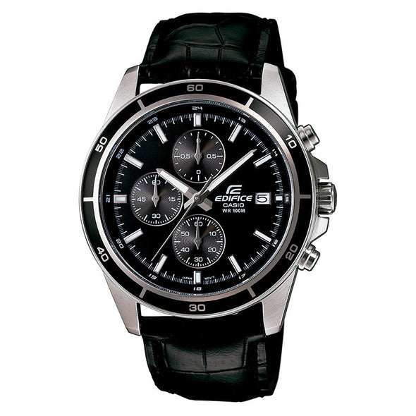 Reloj de pulsera con correa de Cuero Negro con esfera de color Negro con estilo Casual resistencia al agua de 100metros