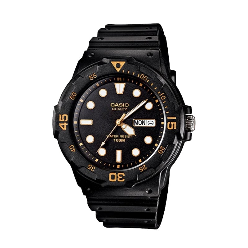 Reloj de pulsera con correa de Resina Negro con esfera de color Negro con estilo Deportivo resistencia al agua de 100metros