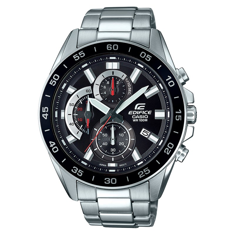 Reloj de pulsera con correa de Acero inoxidable Plateado con esfera de color Negro con estilo Deportivo resistencia al agua de 100metros