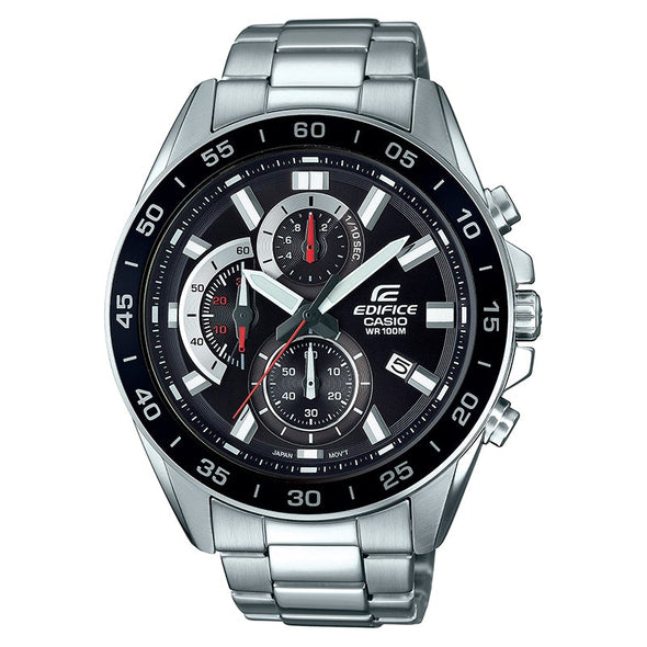 Reloj de pulsera con correa de Acero inoxidable Plateado con esfera de color Negro con estilo Deportivo resistencia al agua de 100metros