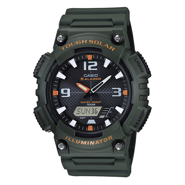 Reloj de pulsera con correa de Resina Verde con esfera de color Negro con estilo Deportivo resistencia al agua de 100metros