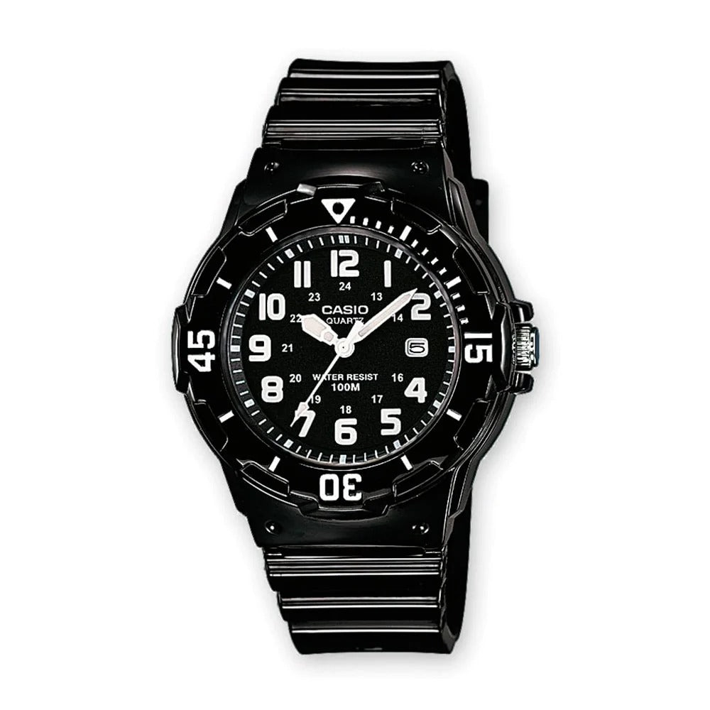 Reloj de pulsera con correa de Resina Negro con esfera de color Negro con estilo Casual resistencia al agua de 100metros
