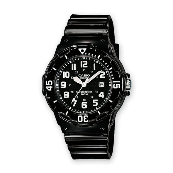 Reloj de pulsera con correa de Resina Negro con esfera de color Negro con estilo Casual resistencia al agua de 100metros