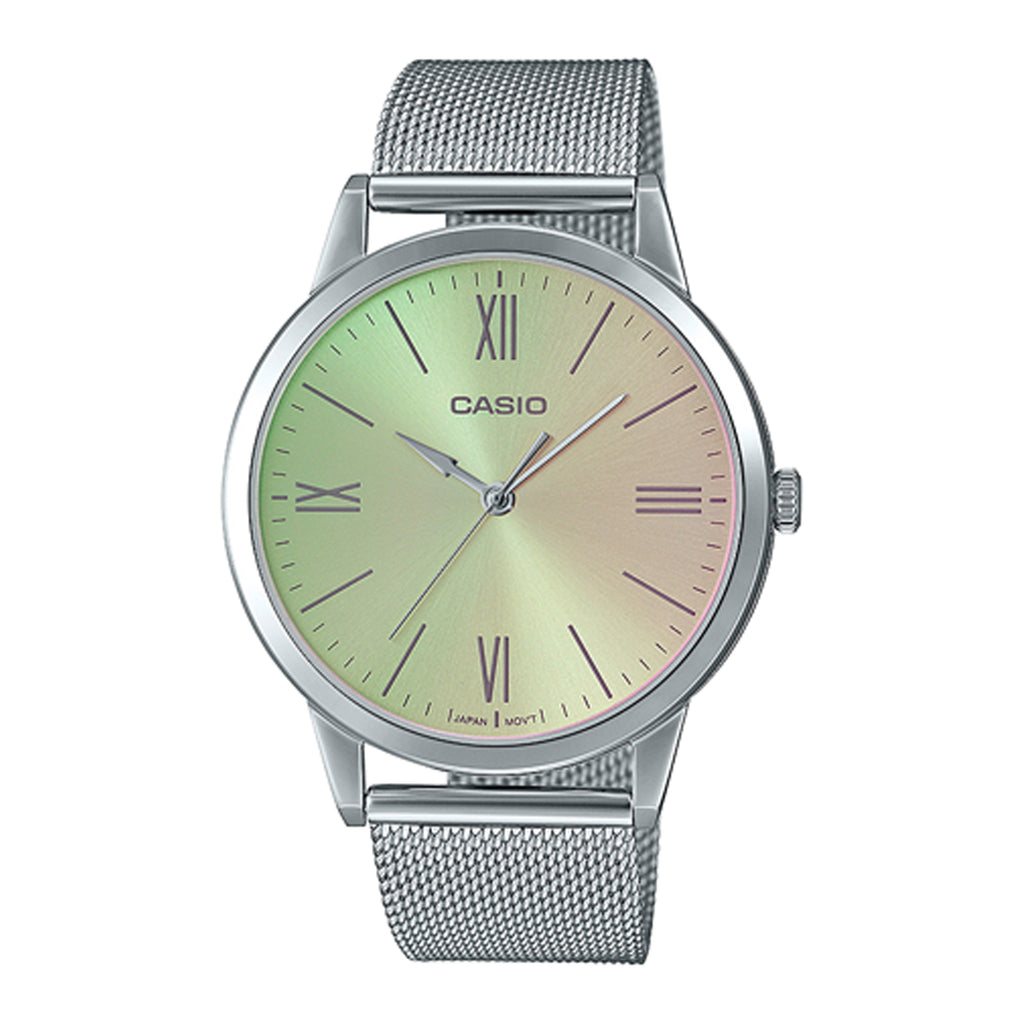 Reloj de pulsera con correa de Acero inoxidable Plateado con esfera de color Verde con estilo Casual resistencia al agua de 30 metros