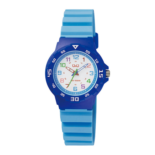 Reloj de pulsera con correa de Resina Azul con esfera de color Blanco con estilo Fashion resistencia al agua de 100metros