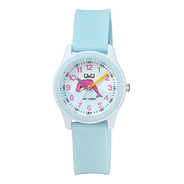 Reloj de pulsera con correa de Resina Azul con esfera de color Blanco con estilo Fashion resistencia al agua de 100metros