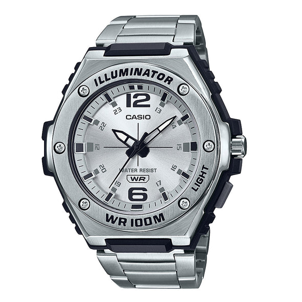 Reloj de pulsera con correa de Acero inoxidable Plateado con esfera de color Blanco con estilo Deportivo resistencia al agua de 100metros