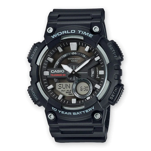 Reloj de pulsera con correa de Resina Negro con esfera de color Negro con estilo Deportivo resistencia al agua de 100metros