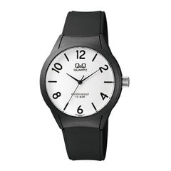 Reloj de pulsera con correa de Resina Negro con esfera de color Blanco con estilo Fashion resistencia al agua de 100metros