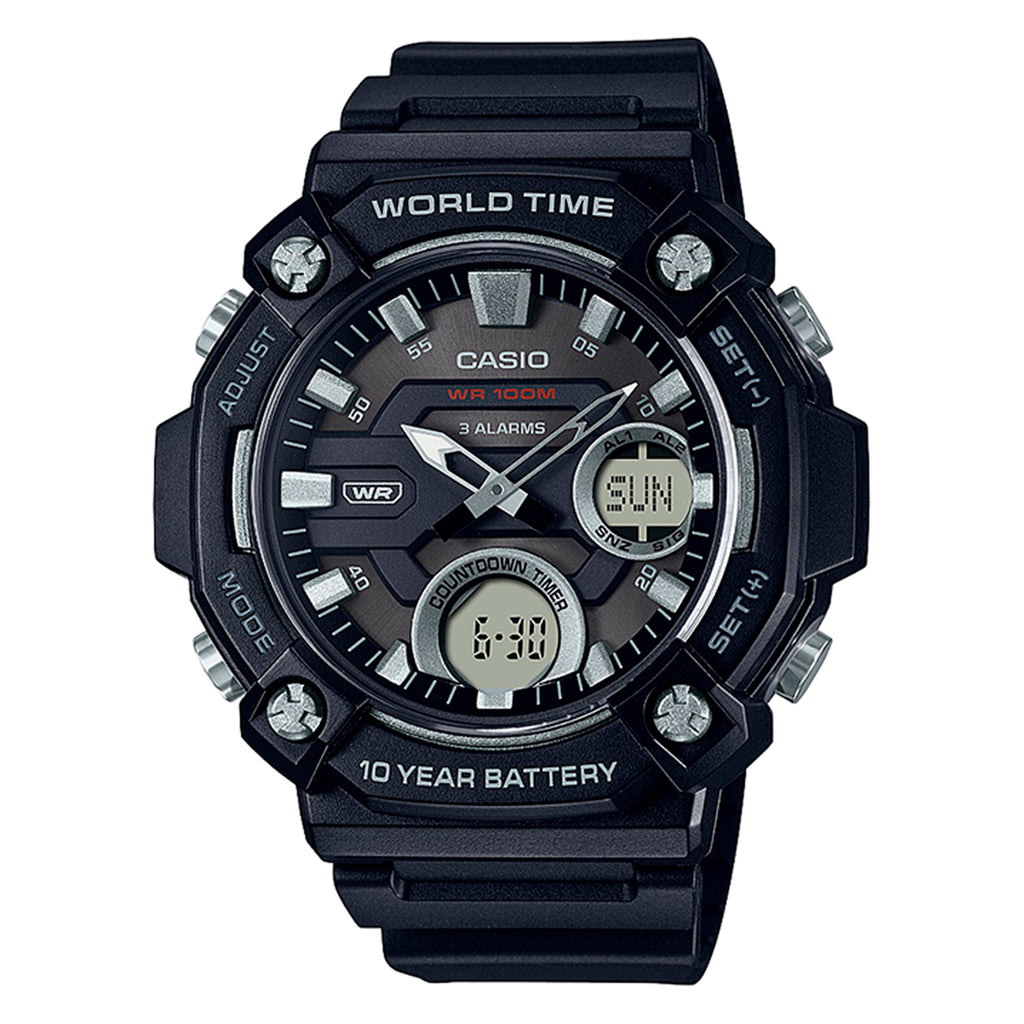 Reloj de pulsera con correa de Resina Negro con esfera de color Negro con estilo Deportivo resistencia al agua de 100metros