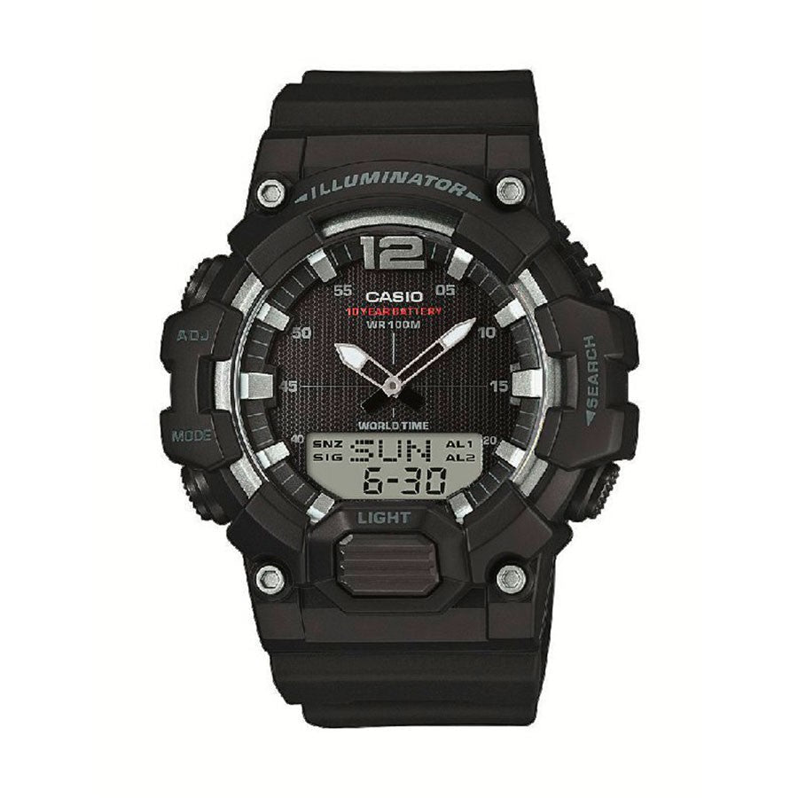 Reloj de pulsera con correa de Resina Negro con esfera de color Negro con estilo Deportivo resistencia al agua de 100metros