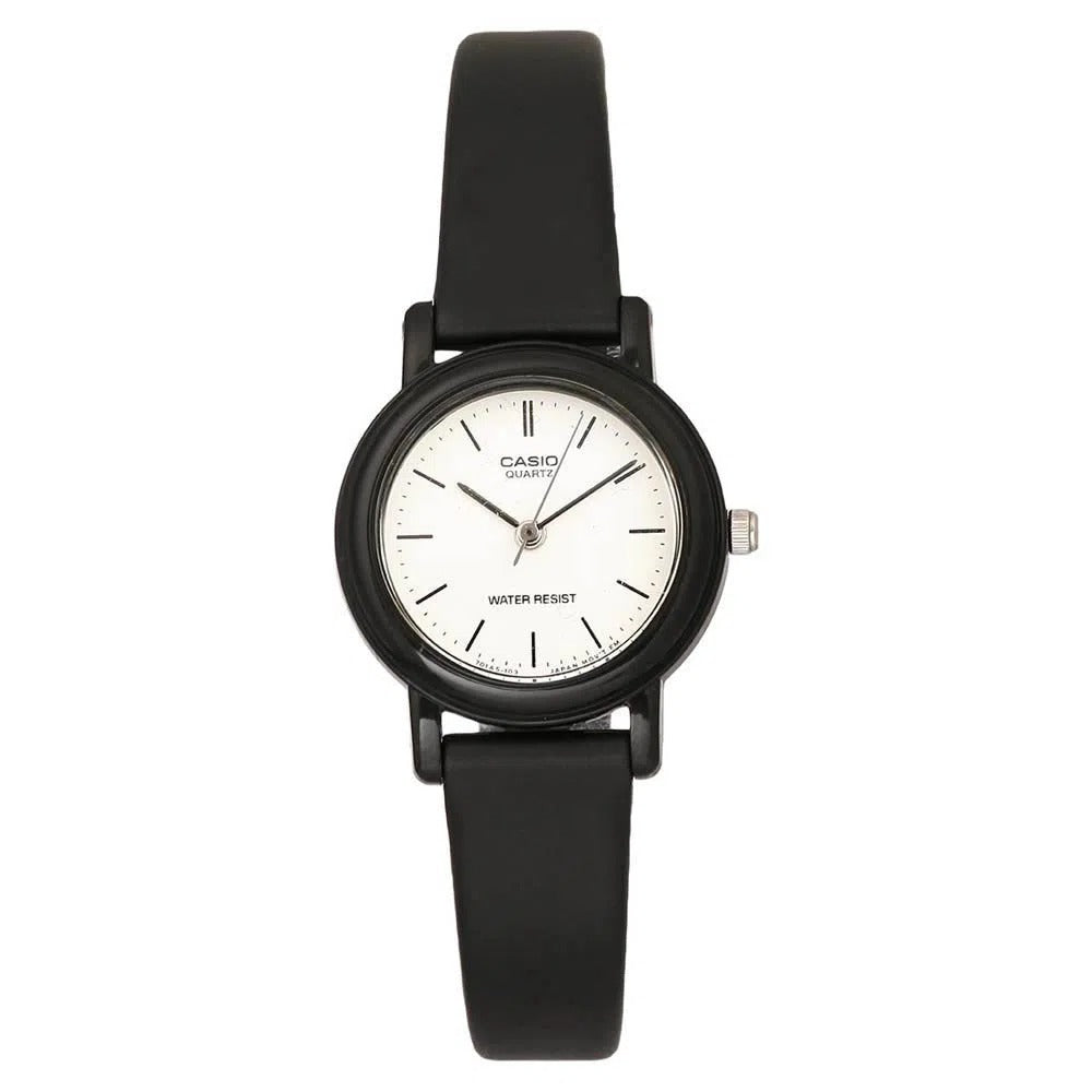 Reloj de pulsera con correa de Resina Negro con esfera de color Blanco con estilo Casual resistencia al agua de 30 metros