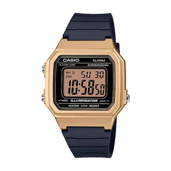 Reloj de pulsera con correa de Resina Negro con esfera de color Negro con estilo Vintage resistencia al agua de 50metros