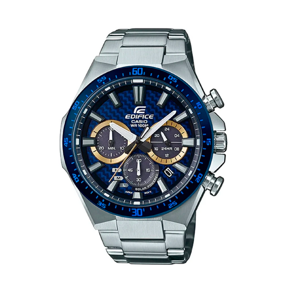 Reloj de pulsera con correa de Acero inoxidable Plateado con esfera de color Azul con estilo Deportivo resistencia al agua de 100metros