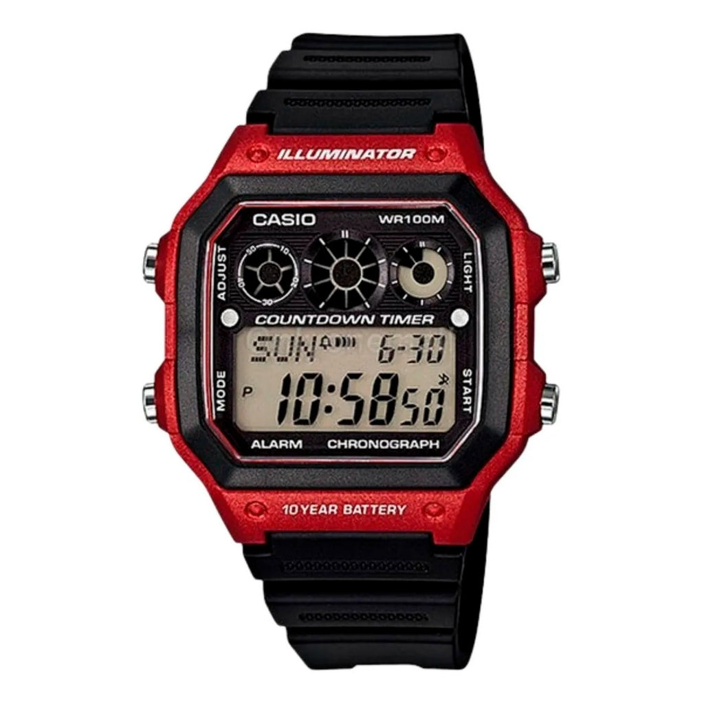 Reloj de pulsera con correa de Resina Negro con esfera de color Negro con estilo Deportivo resistencia al agua de 100metros