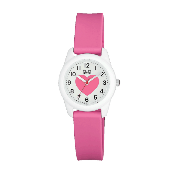 Reloj de pulsera con correa de Resina Rosado con esfera de color Blanco con estilo Fashion resistencia al agua de 30 metros