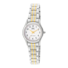 Reloj de pulsera con correa de Acero inoxidable Plateado - Dorado con esfera de color Blanco con estilo Clásico resistencia al agua de 50metros