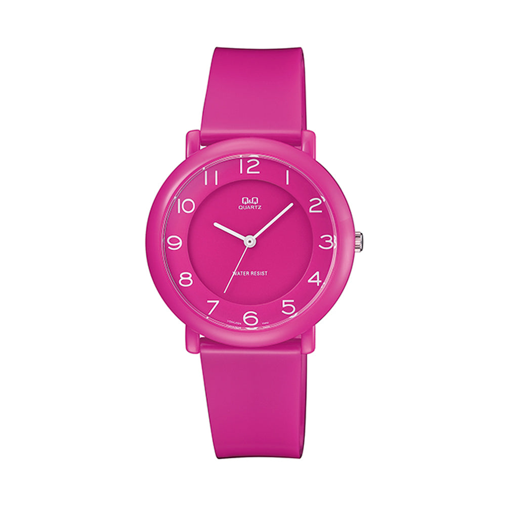 Reloj de pulsera con correa de Resina Rosado con esfera de color Rosado con estilo Fashion resistencia al agua de 30 metros