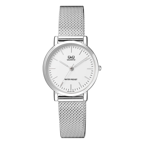 Reloj de pulsera con correa de Acero inoxidable Plateado con esfera de color Blanco con estilo Fashion resistencia al agua de 30 metros