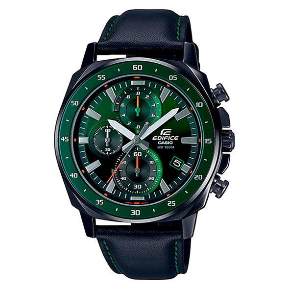 Reloj de pulsera con correa de Cuero Plateado con esfera de color Verde con estilo Deportivo resistencia al agua de 100metros