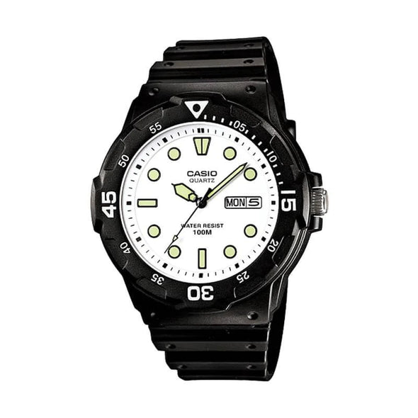 Reloj de pulsera con correa de Resina Negro con esfera de color Blanco con estilo Deportivo resistencia al agua de 100metros
