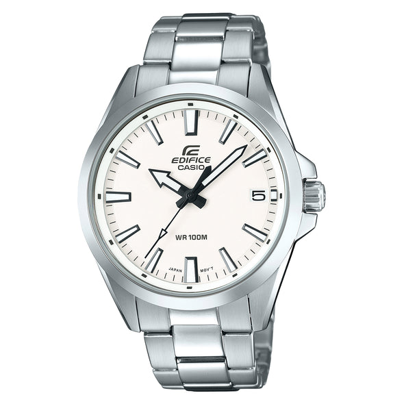 Reloj de pulsera con correa de Acero inoxidable Plateado con esfera de color Blanco con estilo Casual resistencia al agua de 100metros