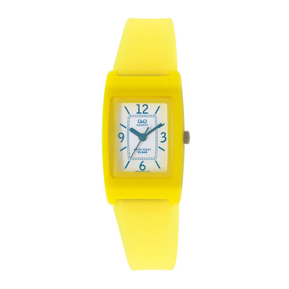 Reloj de pulsera con correa de Resina Amarillo con esfera de color Blanco con estilo Fashion resistencia al agua de 100metros