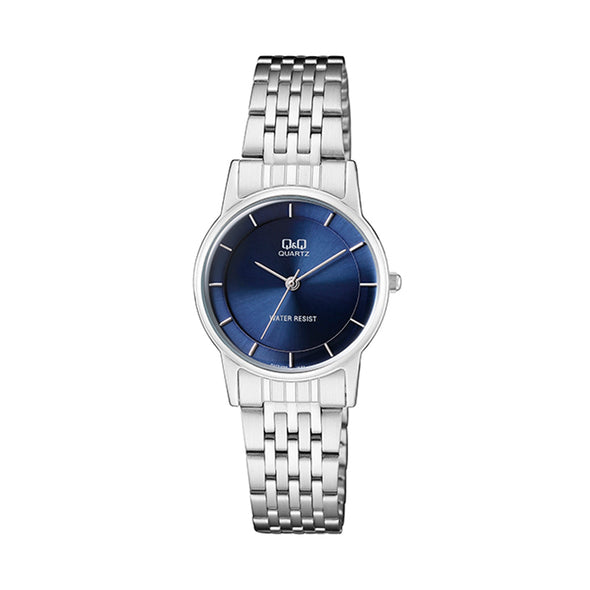 Reloj de pulsera con correa de Acero Inoxidable Plateado con esfera de color Azul con estilo Casual resistencia al agua de 30 metros