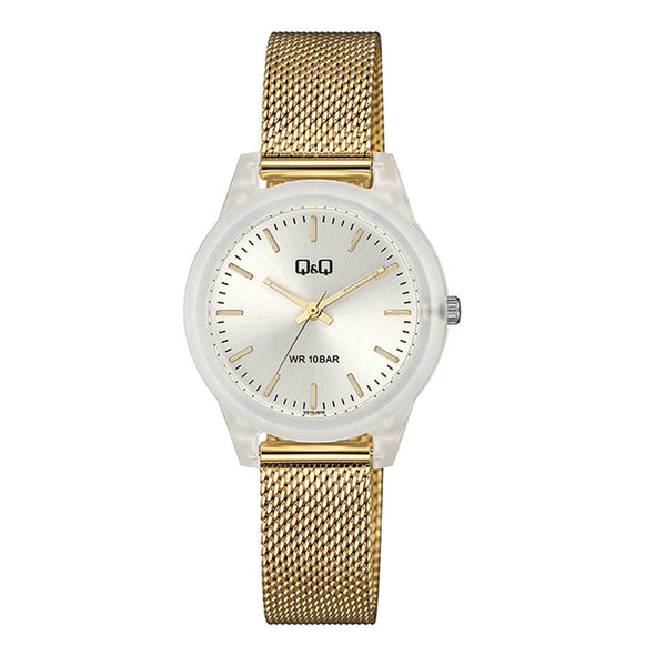 Reloj de pulsera con correa de Acero inoxidable Dorado con esfera de color Dorado con estilo Fashion resistencia al agua de 100metros