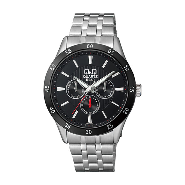 Reloj de pulsera con correa de Acero inoxidable Plateado con esfera de color Negro con estilo Fashion resistencia al agua de 50metros