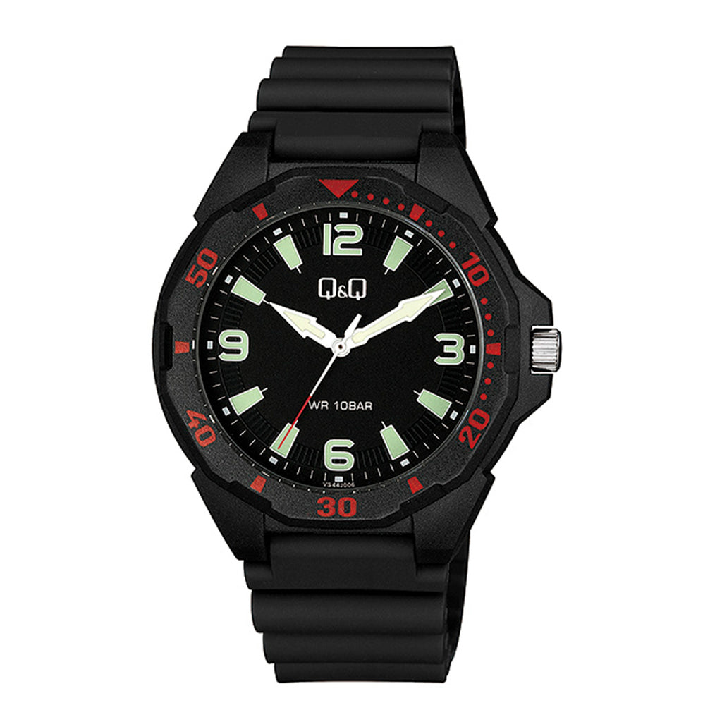 Reloj de pulsera con correa de Resina Negro con esfera de color Negro con estilo Fashion resistencia al agua de 100metros