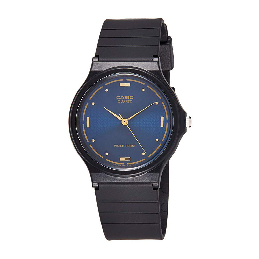 Reloj de pulsera con correa de Resina Negro con esfera de color Azul con estilo Clásico resistencia al agua de 30 metros