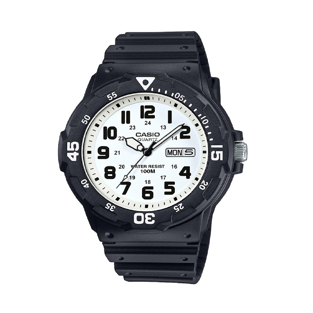Reloj de pulsera con correa de Resina Negro con esfera de color Blanco con estilo Deportivo resistencia al agua de 100metros