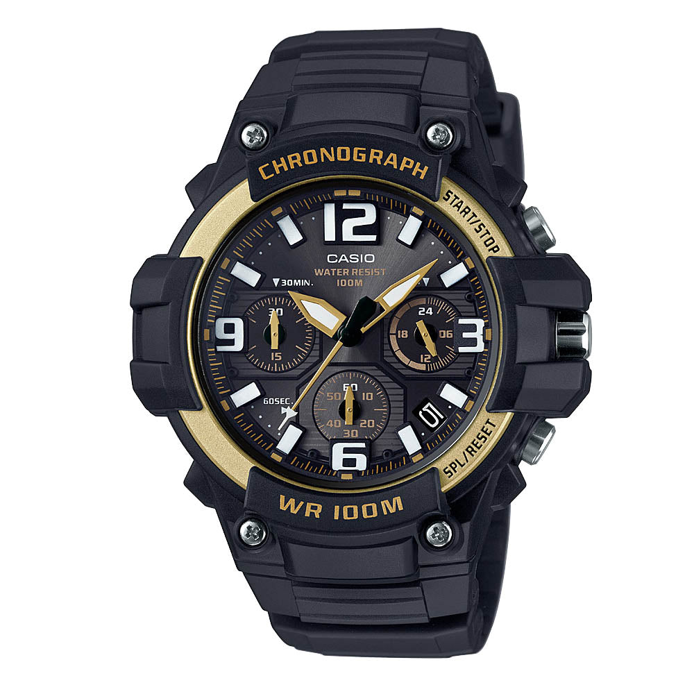 Reloj de pulsera con correa de Resina Negro con esfera de color Negro con estilo Deportivo resistencia al agua de 100metros