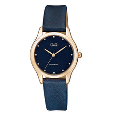 Reloj de pulsera con correa de Cuero Azul con esfera de color Azul con estilo Fashion resistencia al agua de 30 metros