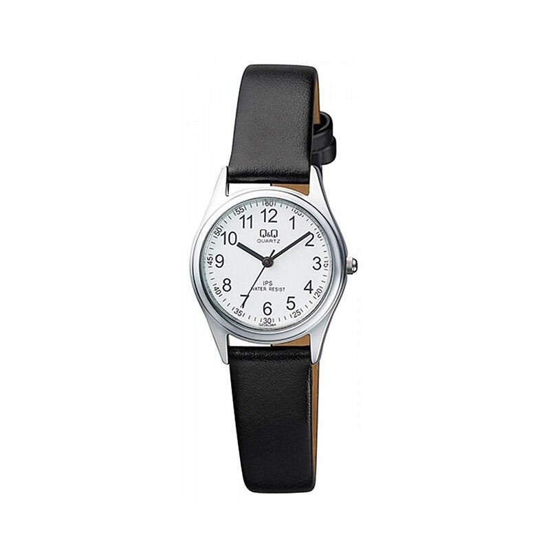 Reloj de pulsera con correa de Cuero Negro con esfera de color Blanco con estilo Fashion resistencia al agua de 30 metros