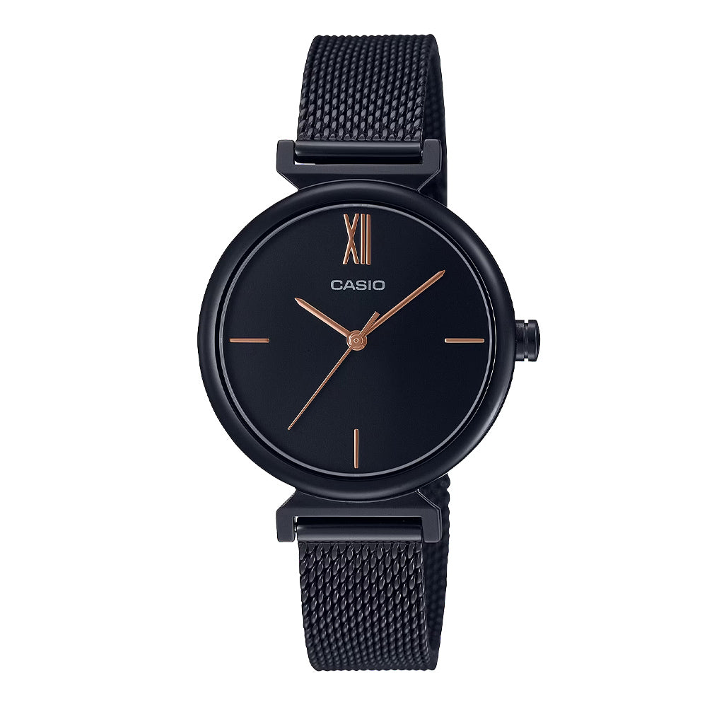 Reloj de pulsera con correa de Acero Inoxidable Negro con esfera de color Negro con estilo Clasico resistencia al agua de 30 metros