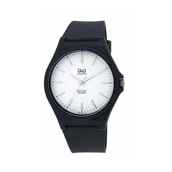 Reloj de pulsera con correa de Resina Negro con esfera de color Blanco con estilo Fashion resistencia al agua de 100metros