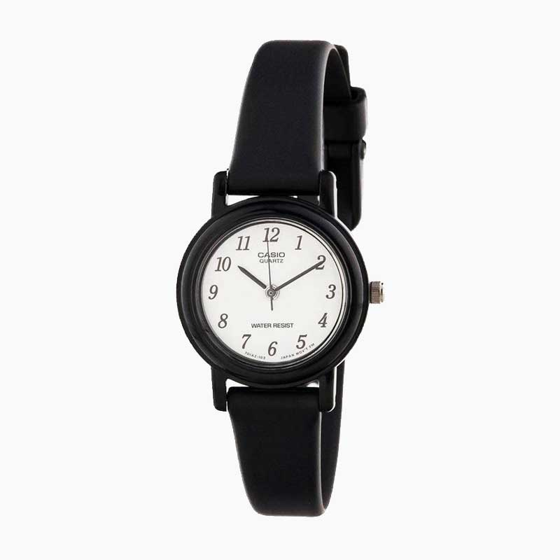 Reloj de pulsera con correa de Resina Negro con esfera de color Blanco con estilo Vintage resistencia al agua de 30 metros