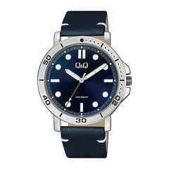Reloj de pulsera con correa de Cuero Azul con esfera de color Azul con estilo Fashion resistencia al agua de 50metros