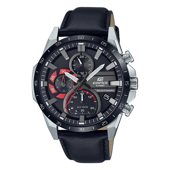 Reloj de pulsera con correa de Cuero Negro con esfera de color Negro con estilo Deportivo resistencia al agua de 100metros