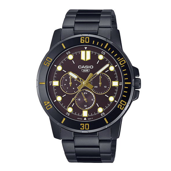 Reloj de pulsera con correa de Acero inoxidable Negro con esfera de color Negro con estilo Clásico resistencia al agua de 30 metros