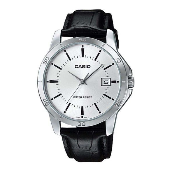 Reloj de pulsera con correa de Cuero Negro con esfera de color Blanco con estilo Clásico resistencia al agua de 30 metros