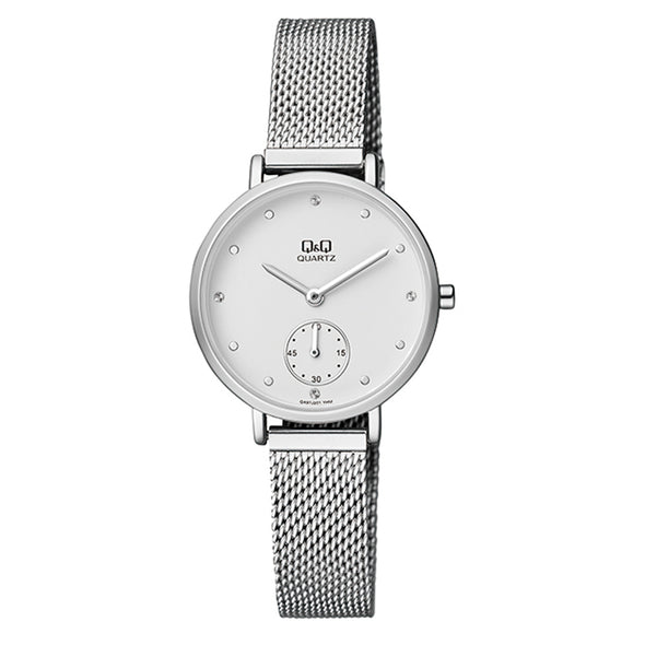 Reloj de pulsera con correa de Acero inoxidable Plateado con esfera de color Blanco con estilo Fashion resistencia al agua de 30 metros