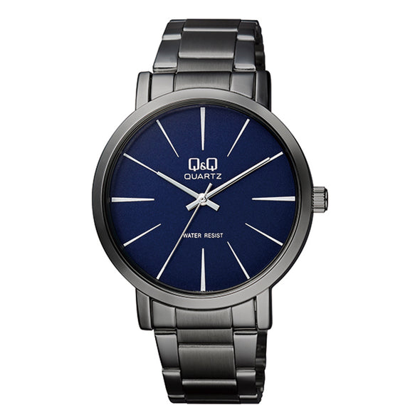 Reloj de pulsera con correa de Acero inoxidable Negro con esfera de color Azul con estilo Fashion resistencia al agua de 30 metros