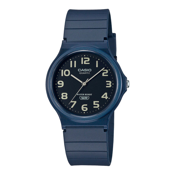Reloj de pulsera con correa de Resina Azul con esfera de color Negro con estilo Clásico resistencia al agua de 30 metros