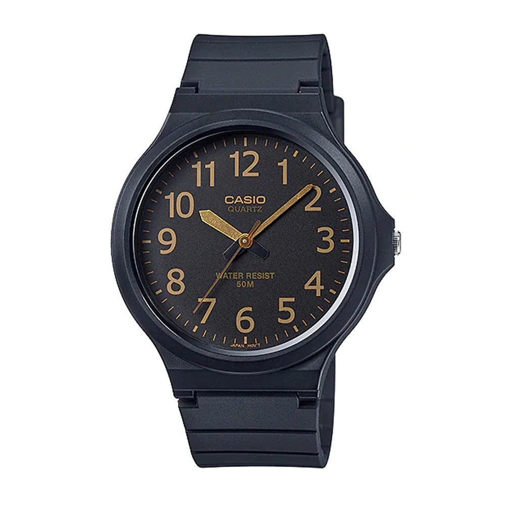 Reloj de pulsera con correa de Resina Negro con esfera de color Negro con estilo Clásico resistencia al agua de 50metros