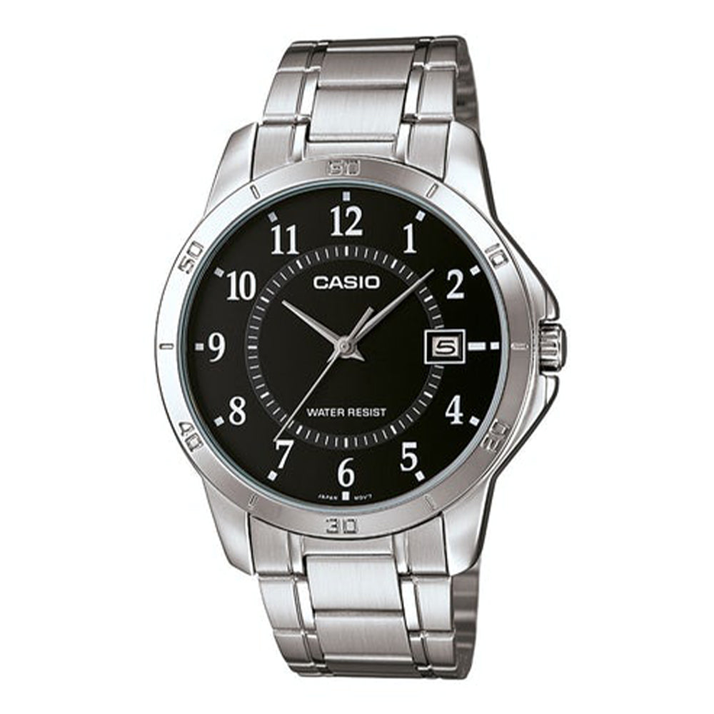 Reloj de pulsera con correa de Acero inoxidable Plateado con esfera de color Negro con estilo Clásico resistencia al agua de 30 metros